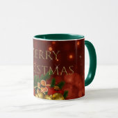 クラシッククリスマスレッドと金ゴールドキャンドルデコレーション マグカップ (正面右)