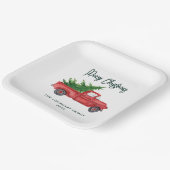 クラシッククリスマスレッドトラックスクリプトホリデーカスタム ペーパープレート (傾斜あり)