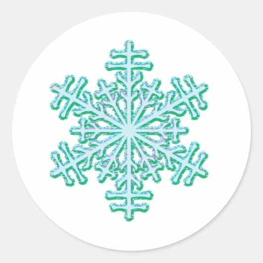 クラシッククリスマス冬の雪片 ラウンドシール (正面)