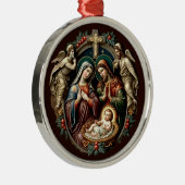 クラシッククリスマス出生シーンメタルオーナメント メタルオーナメント (右)