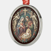 クラシッククリスマス出生シーンメタルオーナメント メタルオーナメント (左)