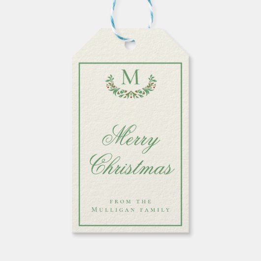 クラシッククリスマス家族モノグラム ギフトタグ (裏面)