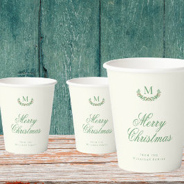 クラシッククリスマス家族モノグラム 紙コップ