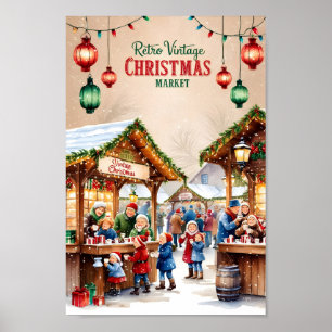 クラシッククリスマス市場の風景 ポスター