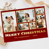 クラシッククリスマス数々の写真家族 箔シーズンカード