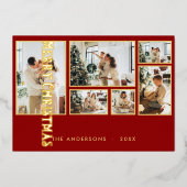 クラシッククリスマス数々の写真家族 箔シーズンカード (正面)
