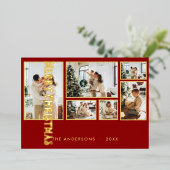 クラシッククリスマス数々の写真家族 箔シーズンカード (立ち正面)