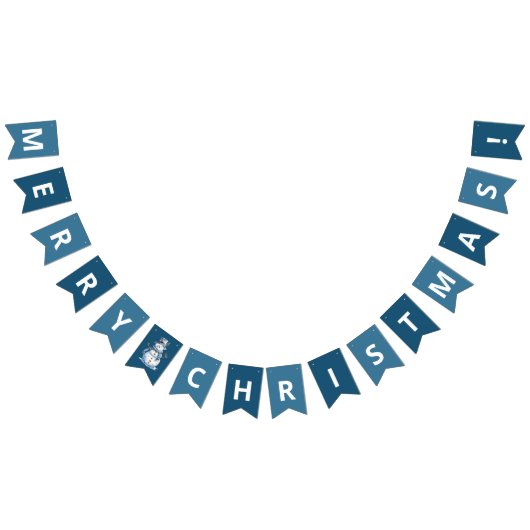 クラシッククリスマス水カラーブルー雪だるま バンティングフラッグ (全)