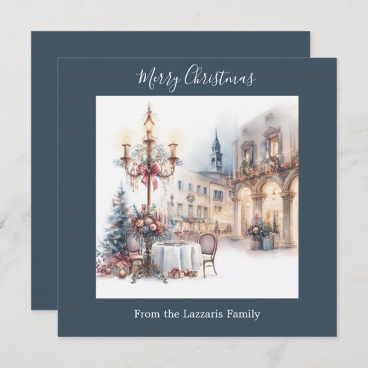 クラシッククリスマス水カラー画像 シーズンカード (正面/裏面)