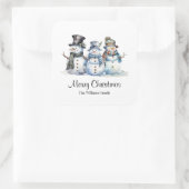 クラシッククリスマス水カラー雪だるま スクエアシール (バッグ)