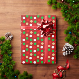 クラシッククリスマス水玉模様パターン ラッピングペーパー
