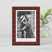 クラシッククリスマス深いレッドプレイド写真 シーズンカード (スタンド正面)