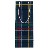 クラシッククリスマス現在のネイビー・ブルー・プレイド・ホリデー ワインギフトバッグ (裏面)