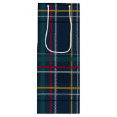 クラシッククリスマス現在のネイビー・ブルー・プレイド・ホリデー ワインギフトバッグ (正面)