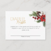クラシッククリスマス白ベビーシャワーおむつラッフル エンクロージャーカード (正面)
