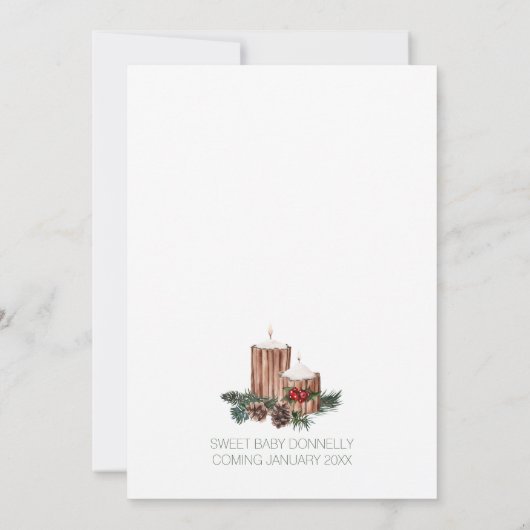 クラシッククリスマス白メリー小ベビーシャワー 招待状 (裏面)