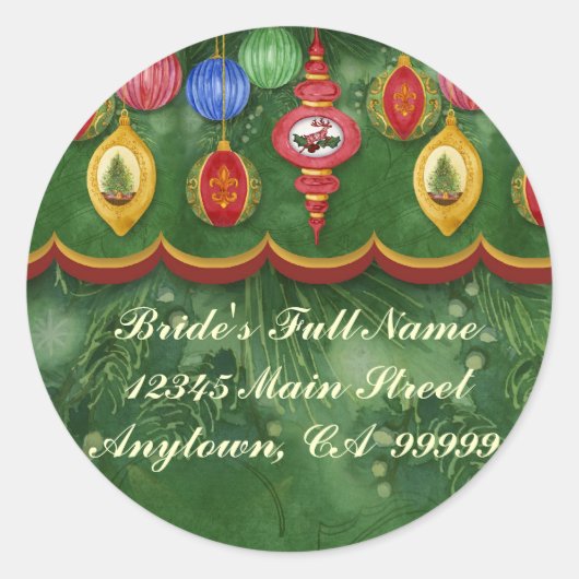 クラシッククリスマス結婚の住所 シールシール ラウンドシール (正面)