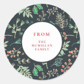 クラシッククリスマス花柄シール ラウンドシール (正面)