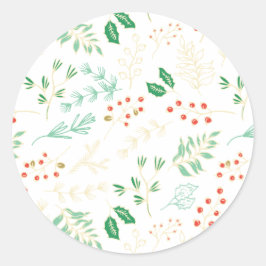 クラシッククリスマス花柄シール ラウンドシール