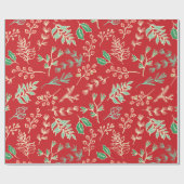 クラシッククリスマス花柄ラッピング紙 ラッピングペーパー (フラット)