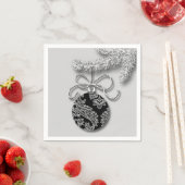 クラシッククリスマス装飾の黒い灰色 スタンダードカクテルナプキン (インサイチュ)