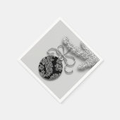 クラシッククリスマス装飾の黒い灰色 スタンダードカクテルナプキン (角)