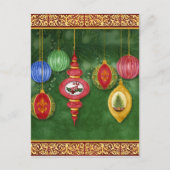 クラシッククリスマス装飾はがきパーティー招待状 インビテーションポストカード (正面)