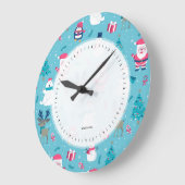 クラシッククリスマス記号のパターン ラージ壁時計 (傾斜)