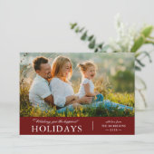 クラシッククリスマス赤い幸せな休日の写真 シーズンカード (スタンド正面)