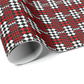 クラシッククリスマス赤い格子状フェスティバル休日 ラッピングペーパー (ロールコーナー)