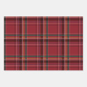 クラシッククリスマス赤い格子状フェスティバル星休日 ラッピングペーパーシート (正面)