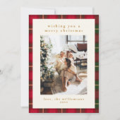 クラシッククリスマス赤い緑のポートレート写真 シーズンカード (正面)