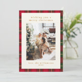 クラシッククリスマス赤い緑のポートレート写真 シーズンカード (スタンド正面)