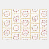 クラシッククリスマス赤い緑の水の色の家族の名前 ラッピングペーパーシート (正面3)