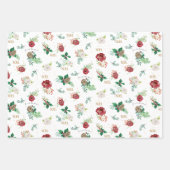 クラシッククリスマス赤い緑の水の色の家族の名前 ラッピングペーパーシート (正面)