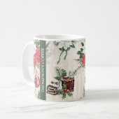 クラシッククリスマス赤と白ポインセチア綿 コーヒーマグカップ (正面左)