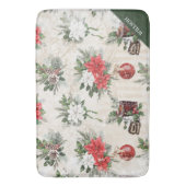 クラシッククリスマス赤と白ポインセチア綿 バスマット (正面縦)