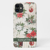 クラシッククリスマス赤と白ポインセチア綿 Case-Mate iPhoneケース (裏面)