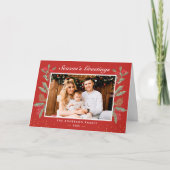 クラシッククリスマス赤ヒイラギの実の写真挨拶 シーズンカード (正面)