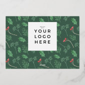 クラシッククリスマス赤金ゴールドJOYビジネスロゴ 箔シーズンカード (裏面)