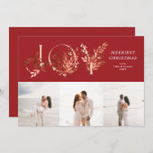 クラシッククリスマス赤JOY 3写真 シーズンカード (正面/裏面)