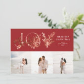 クラシッククリスマス赤JOY 3写真 シーズンカード (スタンド正面)