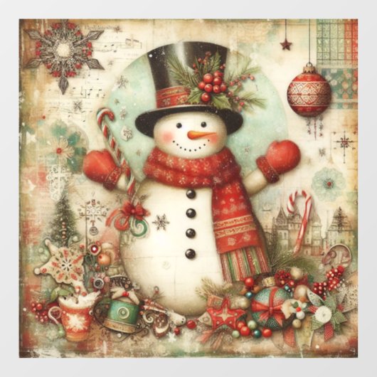 クラシッククリスマス雪だるまウィンドウの固定 ウィンドウサイン (シート)