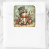 クラシッククリスマス雪だるまシール スクエアシール (バッグ)
