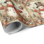 クラシッククリスマス雪だるま包装紙 ラッピングペーパー (ロールコーナー)