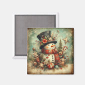 クラシッククリスマス雪だるま磁石 マグネット (正面/裏面)