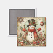 クラシッククリスマス雪だるま磁石 マグネット (正面/裏面)