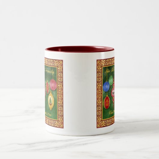 クラシッククリスマス飾りファミリークリスマスマグカップ ツートーンマグカップ (中央)