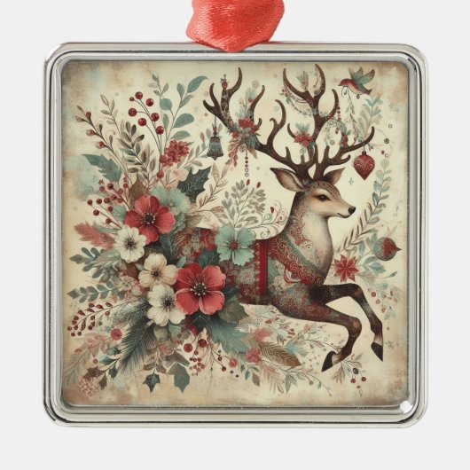 クラシッククリスマス鹿オーナメント メタルオーナメント (正面)