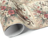 クラシッククリスマス鹿ラッピング紙 ラッピングペーパー (ロールコーナー)